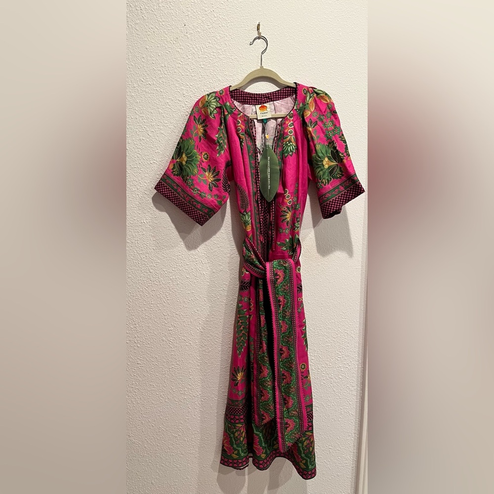FARM Rio Pink Floral Maxi Dress with Green Accents - Picture 5 of 7